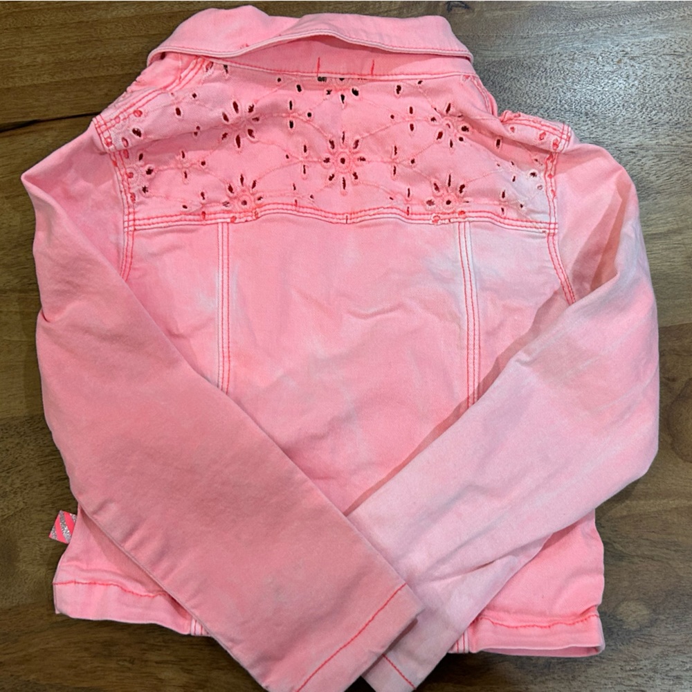 Billieblush Pink Girls' Asymmetrical Zip Jean Jacket - Picture 10 of 10